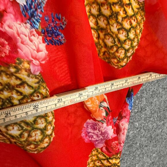 Show Me Your Mumu Kimono Womens Small Pineapple Print Red Sheer Cover Up Swim - Picture 7 of 9